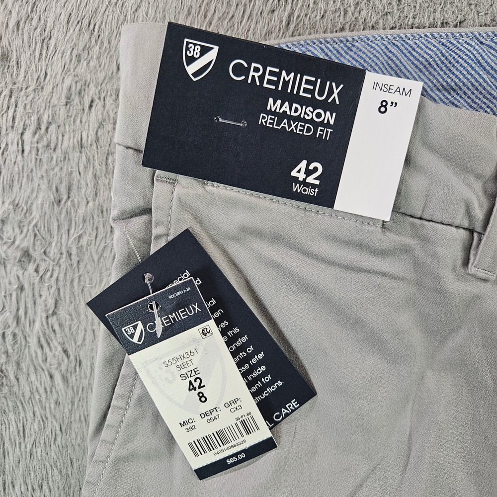 Cremieux Madison Relaxed Fit Shorts Mens 42 Gray Sleet Cotton Modal 8 Inseam NEW